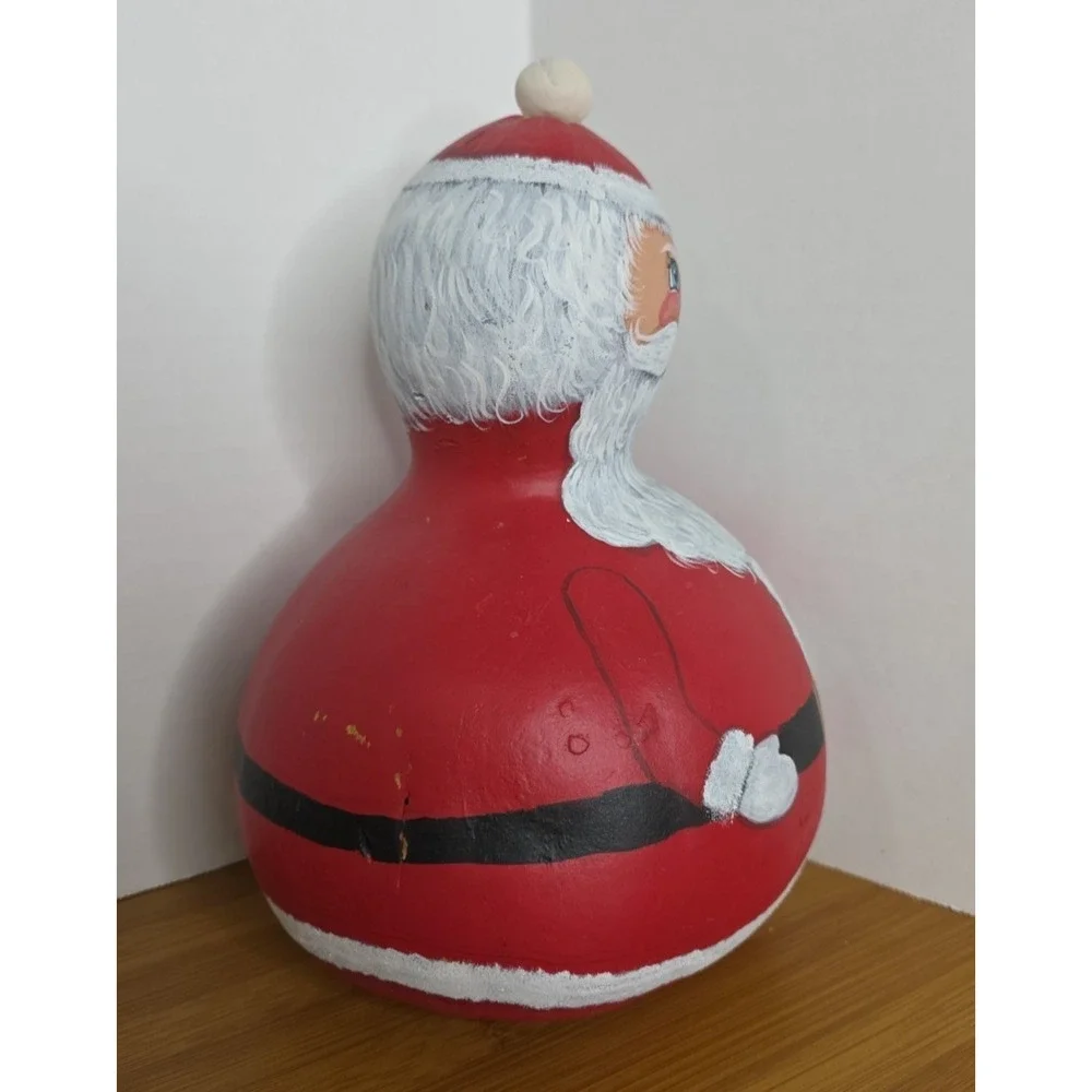 Hand Painted Gourd Santa Claus Christmas Holiday Folk Art 10”x 5”appx.‎
